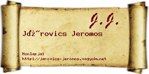 Járovics Jeromos névjegykártya